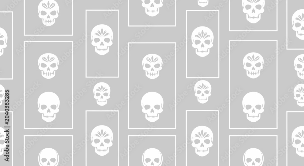 Obraz premium white skulls pattern on gray background