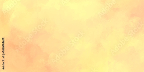 Foto Soft peach and yellow watercolor background texture with abstract cloudy shapes