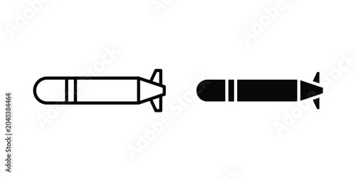 Cuadro en lienzo Torpedo icon graphic element set in black linear and clipatrt.