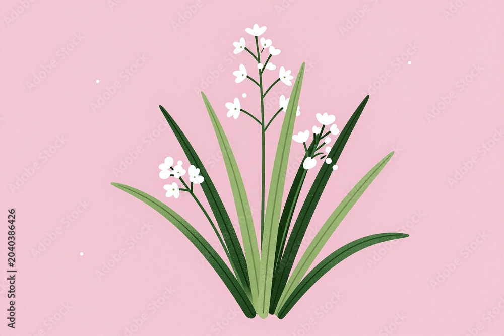 Obraz premium A bunch of lily of the valley flowers on a pink background