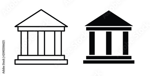 Bank icon, outline style icon for web. vector graphics