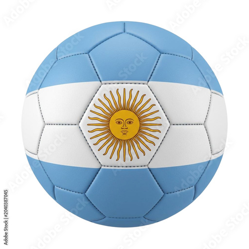 Soccer ball with Argentina flag design, isolated on a transparent background. Perfect for sports and fan concepts.