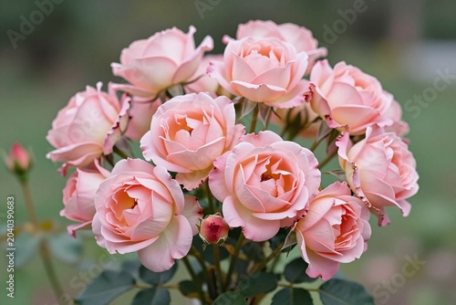 A bunch of pink roses in the middle of a field