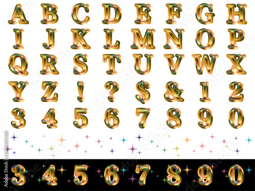 Tableau sur toile アルファベット明朝、4重、光、虹1金