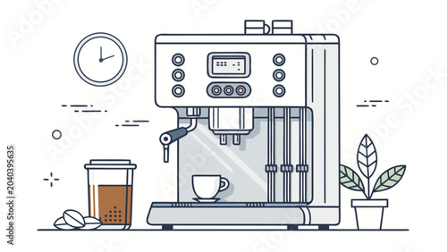 Cuadro en lienzo Coffee Machine With Cup And Coffee.