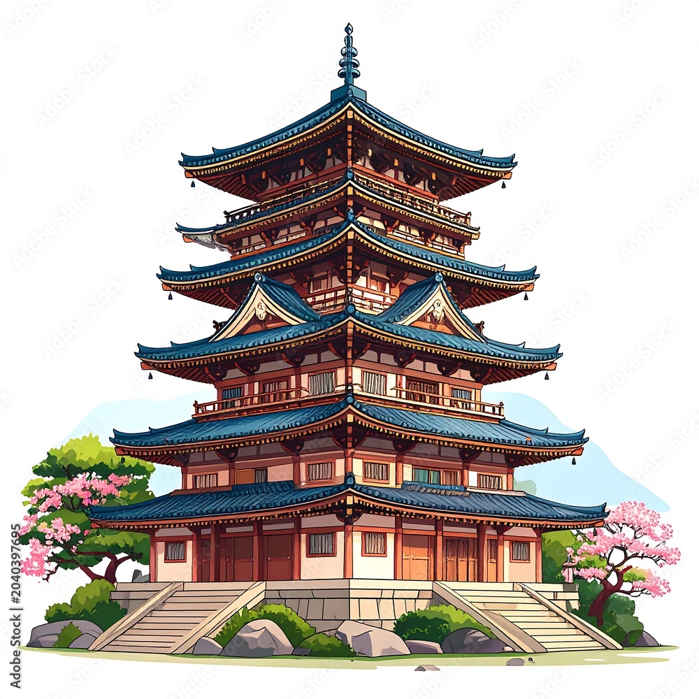 Obraz premium Traditional Chinese pagoda temple architecture.