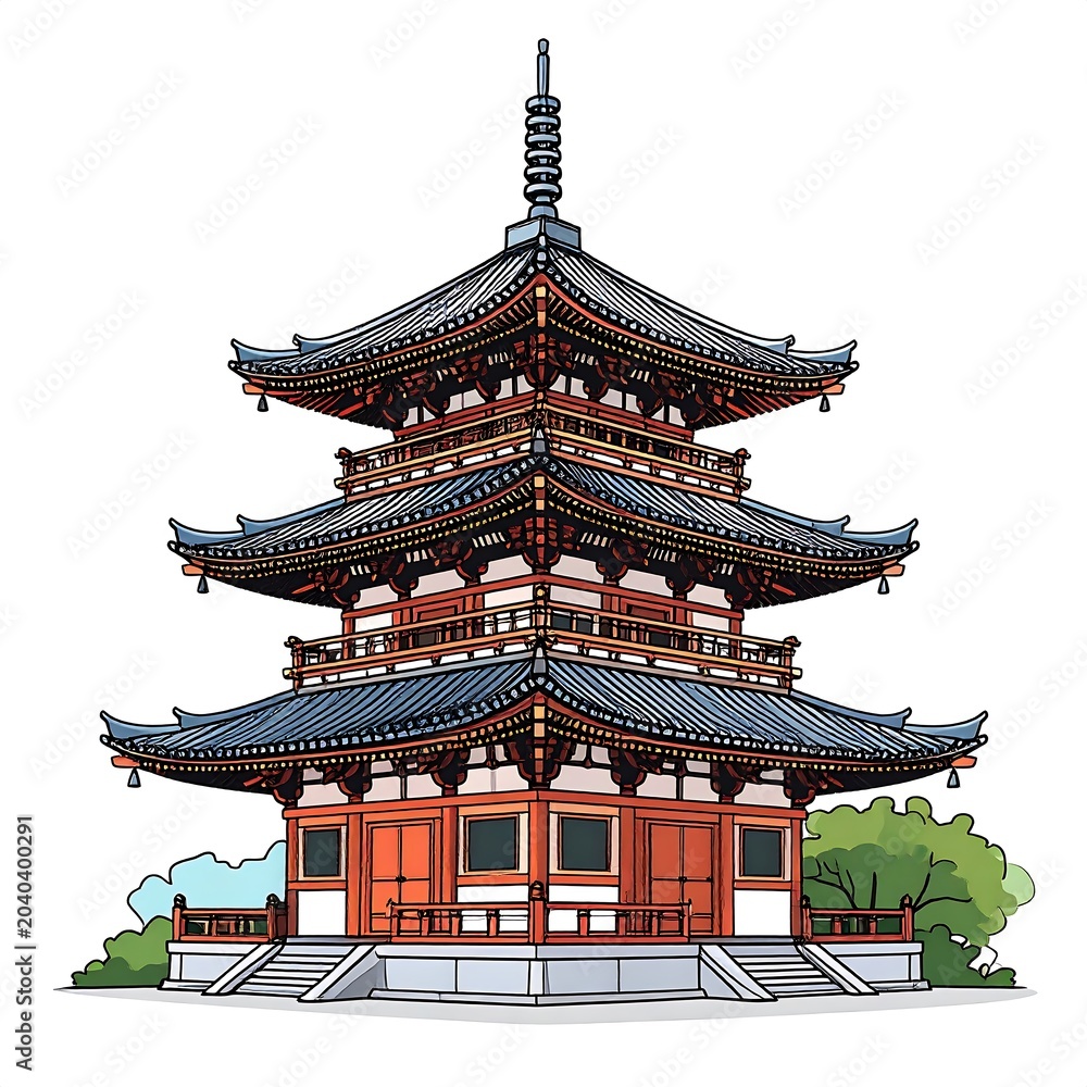 Fototapeta premium Traditional Chinese pagoda with intricate architecture.