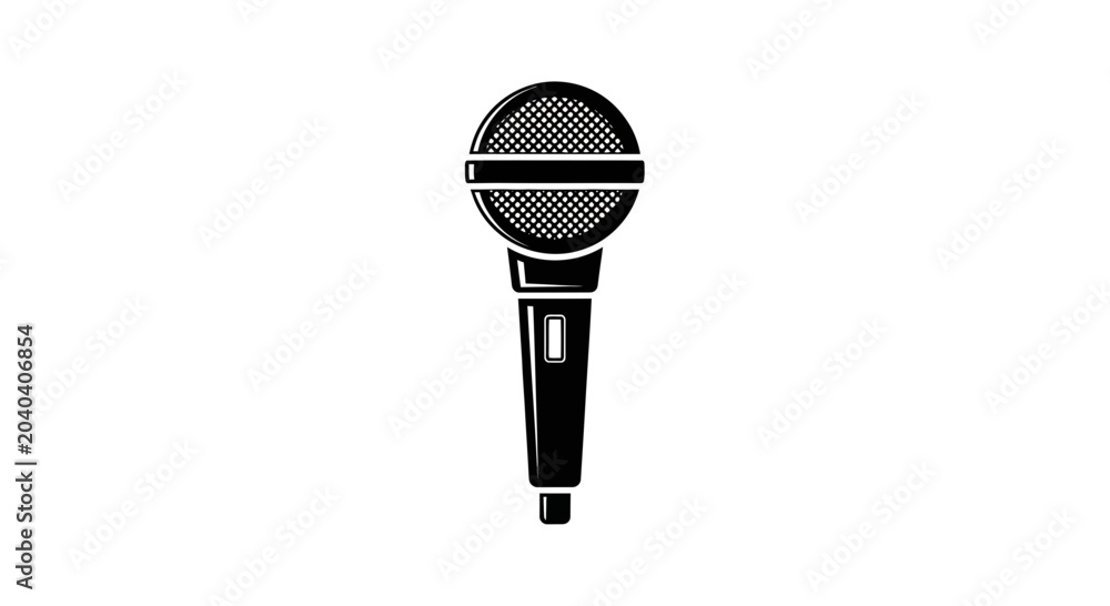 Foto Black Microphone on White Background Closeup.