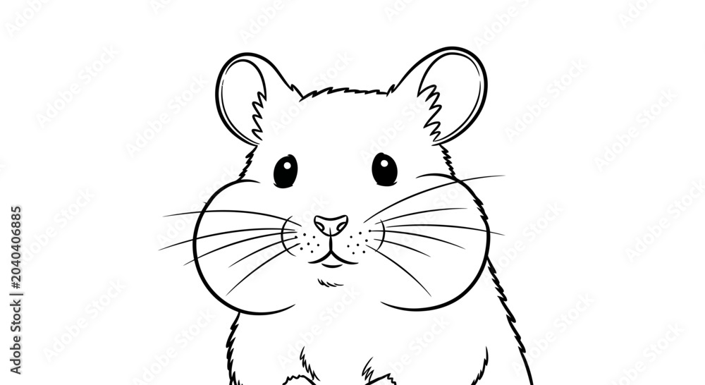 Photography Cute Cartoon Hamster Face Closeup.
