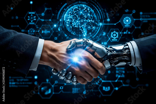 What Happens When Business Professionals Shake Hands with AI Robot Technology in Digital Network Era to Transform Future Innovation