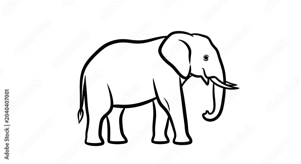 Fototapeta premium Elephant standing with trunk down.