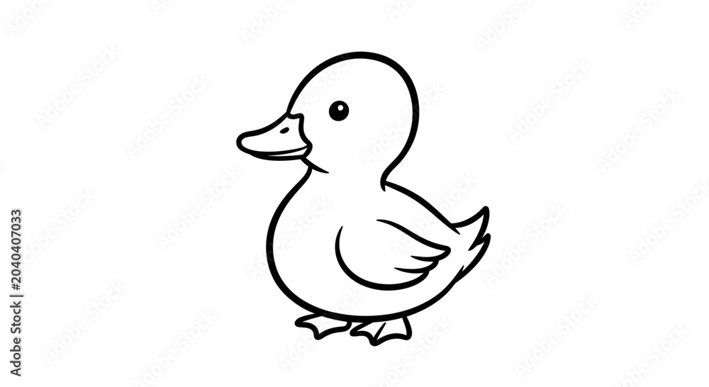 Εκτύπωση καμβά Little Duckling Animal Cartoon Character.
