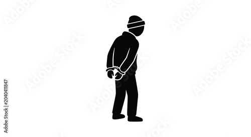 Εκτύπωση καμβά Arrested man in handcuffs black silhouette male figure person arrest detention c