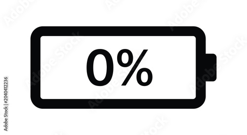 Foto Battery charge level indicator with zero percent display flat black silhouette p