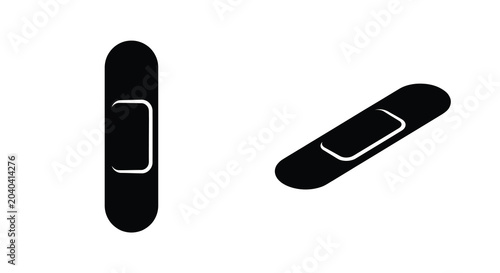 Bild auf Leinwand Two adhesive bandages in differing orientations black silhouette bandage plaster