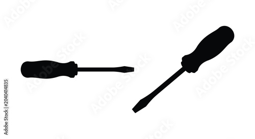Photos Two screwdrivers in black silhouette against a white background silhouette screw
