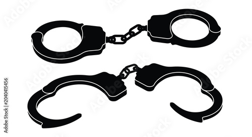 Canvas Print A Pair Of Handcuffs In Black Silhouette restraints shackles arrest security law