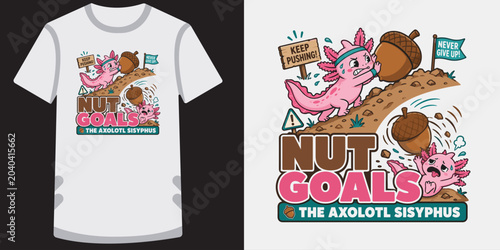 Bild auf Leinwand Nut goals the axolotl sisyphus vector illustration for fitness motivation and t-shirt design
