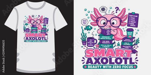 Fotografía Smart axolotl beauty with zero focus new vector t-shirt design and apparel design