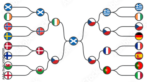 Illustration of international football tournament knockout stage