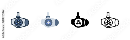 Schilderij op canvas Azimuth Thruster Propulsion Icon Colored Flat Glyph Line