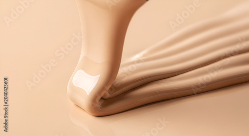 Liquid foundation pouring texture close-up, cosmetic beauty background