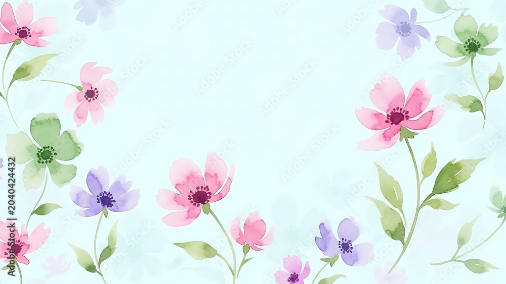 Fototapeta premium Watercolor Floral Background Soft Pastel