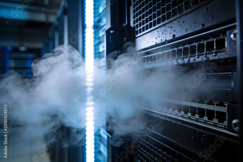 Server room cabinet units utilizing advanced eco-friendly cooling fog system