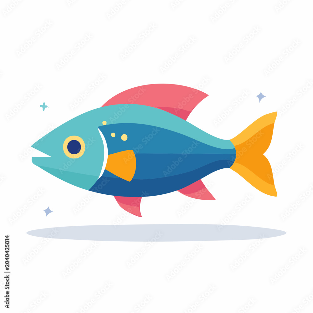Obraz premium Stylized Blue Fish Illustration