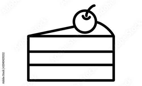 ケーキ屋のアイコン：さくらんぼがのったショートケーキのシンプルイラスト