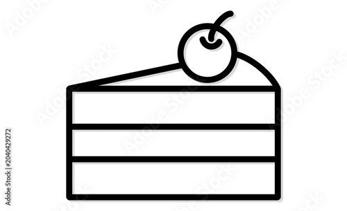 ケーキ屋のアイコン：さくらんぼがのったショートケーキのシンプルイラスト