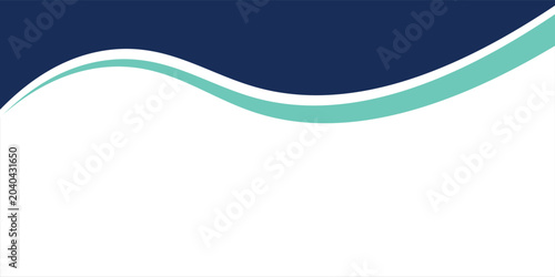 Quadro su tela Abstract dark blue and cyan layered wavy shapes background banner with white cop