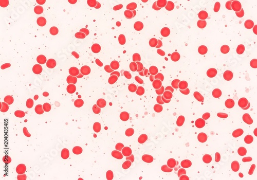 Closeup view of red blood cells under a microscope