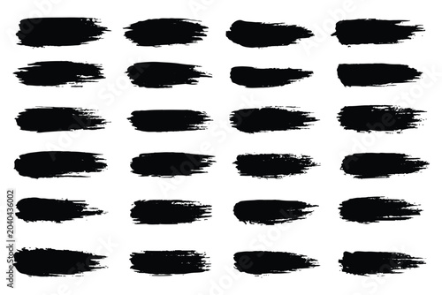 Ink stencil brush strokes and grunge lines with paint splashes drawn in a rectangular shaped composition for text, callouts. Brush strokes in dirty style with drops blots. Grunge banners. Vector set