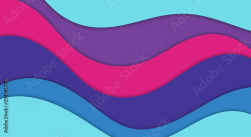 Layered paper cut background with waves in purple, pink, and blue tones