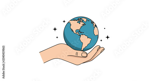 Hand Holding the Earth Globe.