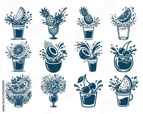 Cute Potted Plants Collection Line Art Vector Illustration Set