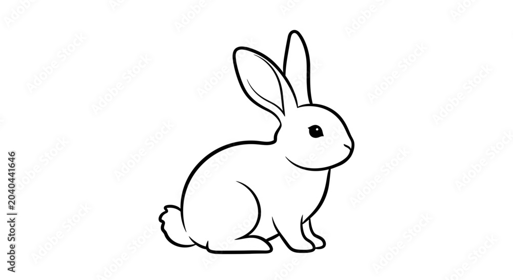 Obraz premium Cute rabbit sitting on ground.