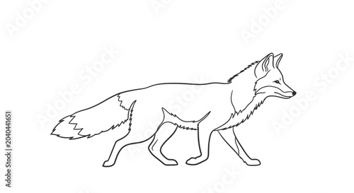 Quadro su tela Detailed drawing of a fox walking.