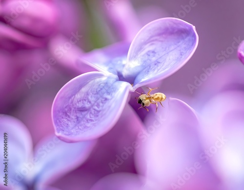 A bee on a purple flower with blurred background