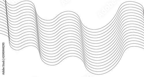 Minimalist abstract wave lines, black and white flowing curved line pattern, elegant wavy geometric background, modern linear graphic design element for corporate branding and web banners