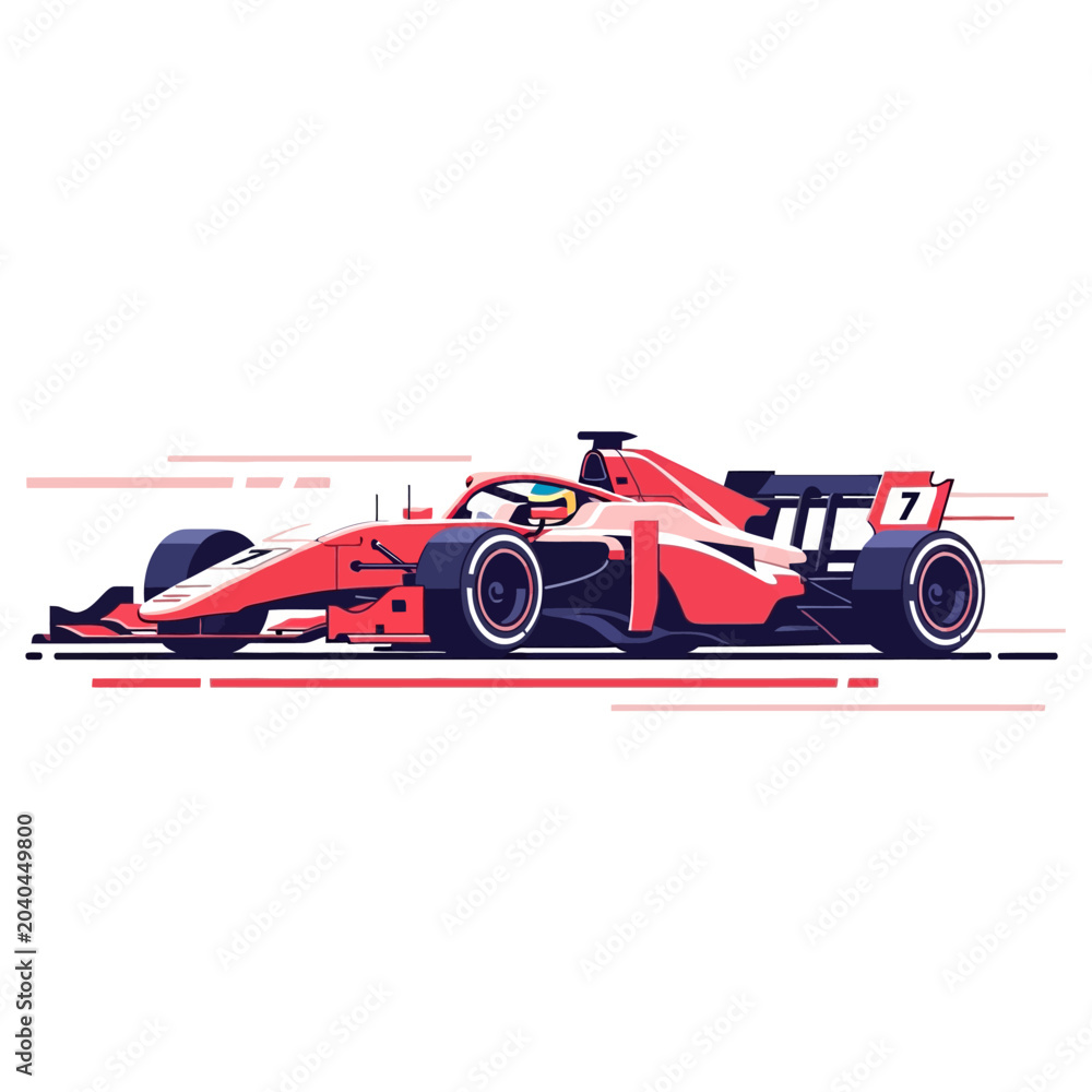 Obraz premium Red Formula Racing Car Vector Illustration on White