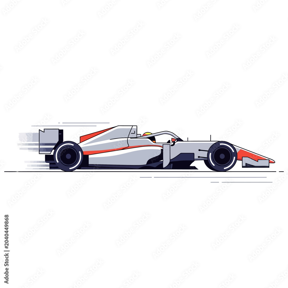 Obraz premium Speeding Formula Racing Car Illustration on White