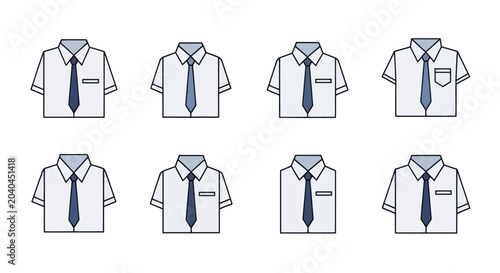 Tableau sur toile School Uniforms: Variety of White Shirts with Ties