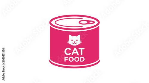 Pink Cat Food Can Icon - Pet Nutrition and Care
