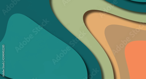 Abstract wavy layers in teal and orange, modern graphic background