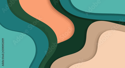 Abstract organic shapes with layered effect and muted color palette, modern background design