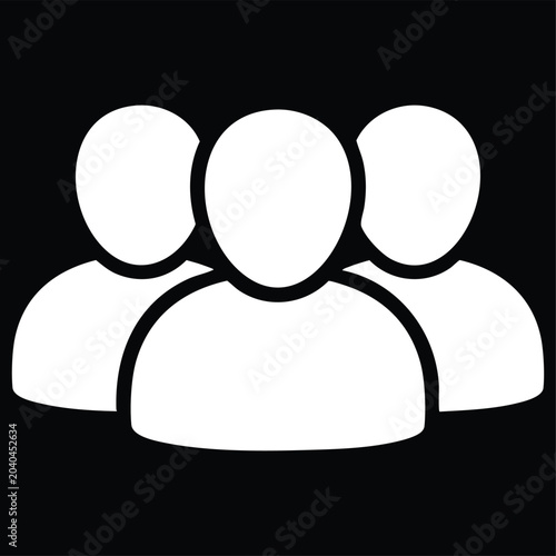Quadro su tela Black and white of three people silhouettes in minimalist style