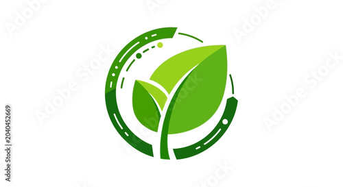 Cuadro en lienzo Green leaf eco friendly symbol logo.