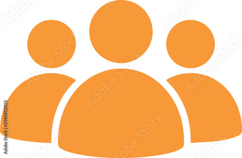 Obraz na plátně Orange group of three people simplified human figures